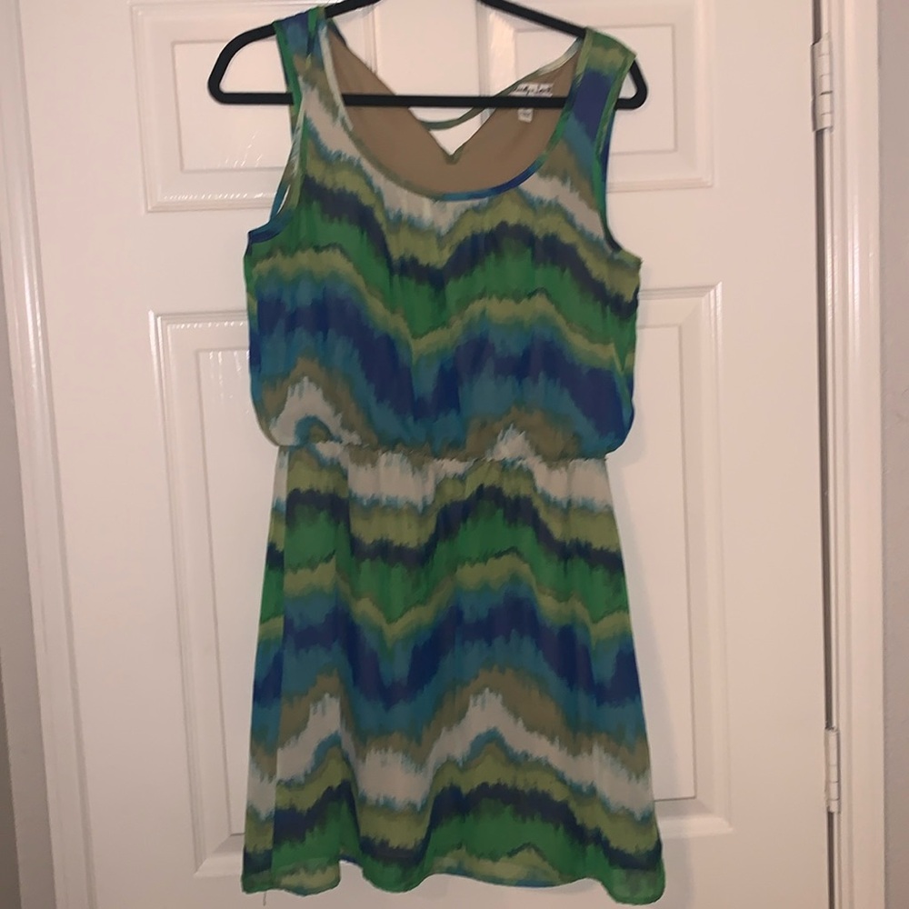 Accidentally In Love Blue Green‎ Scoop Neck Sleeveless Dress